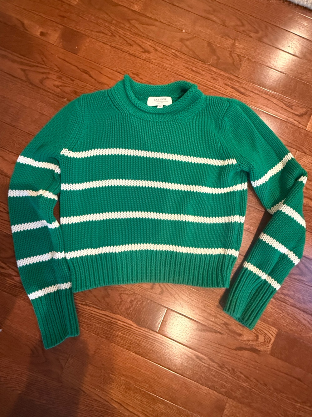 XS La Ligne Cotton Roll Neck Sweater with White Stripes like new